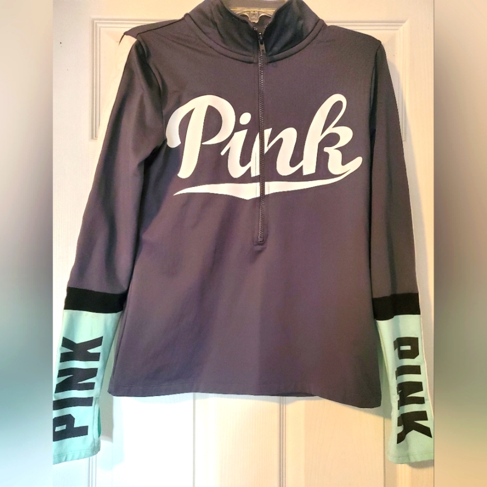 PINK athletic half zip sweater